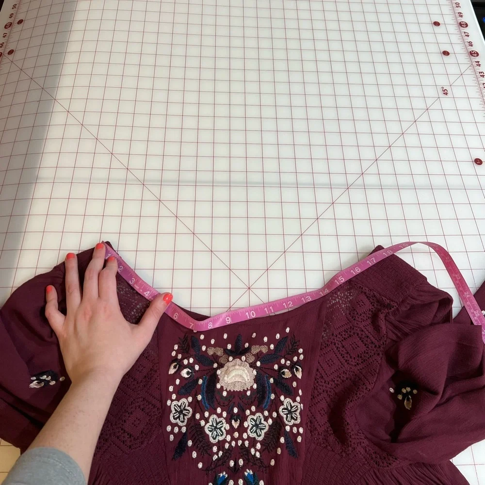 Free People size Small burgundy purple flowy embroidered boho flowy dress